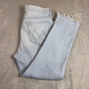 MOTHER The Mid Rise Dazzler Crop Fray Jeans Womens 32 Ahead Of Its Time Wash*